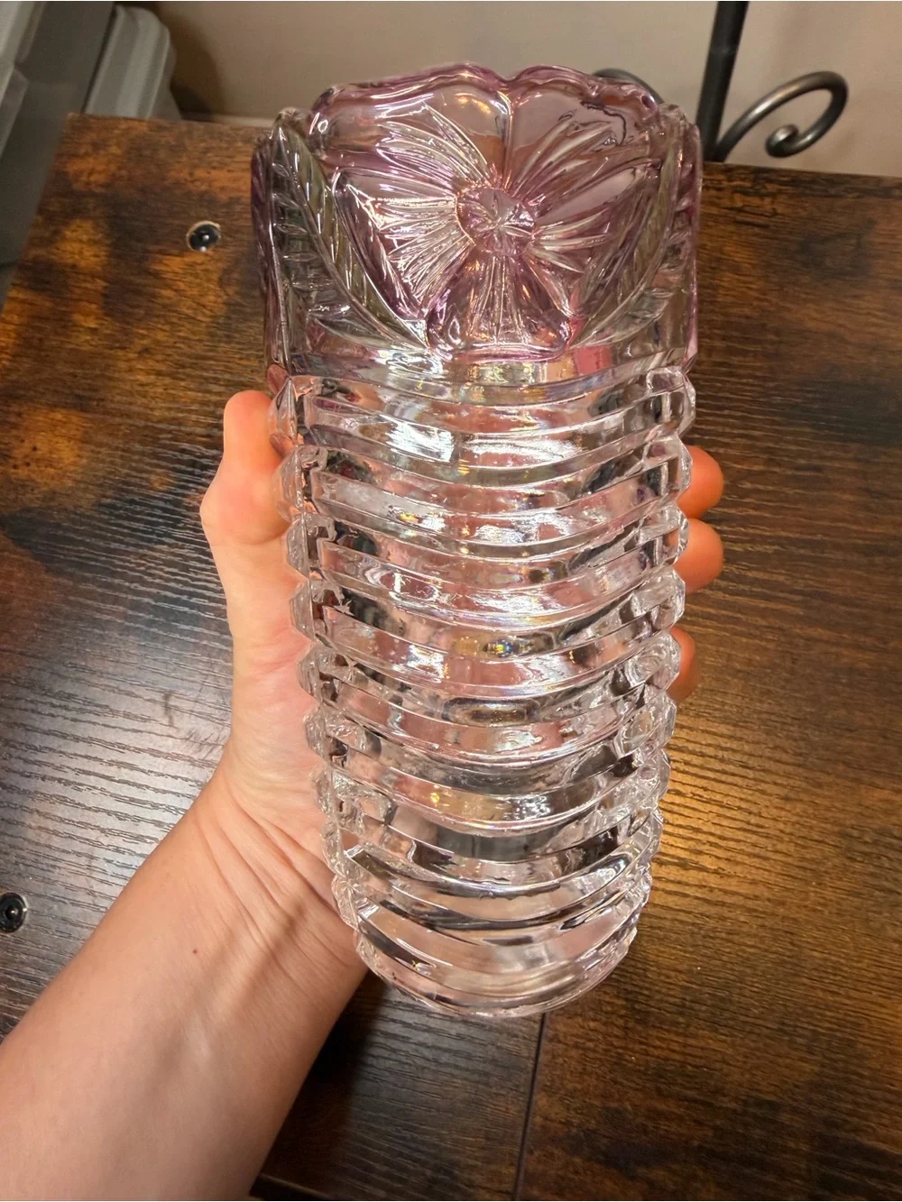 Vintage Anna Hutte Bleikristall Floral Lead Crystal Vase Made In Germany